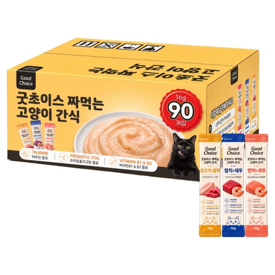 굿초이스 3가지맛 짜먹는 고양이 간식 대용량 90p